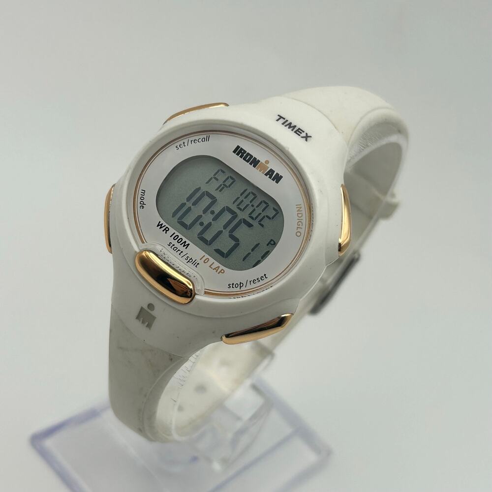 Timex Ironman Essential White 34mm Women’s Digital Watch Working New Battery
